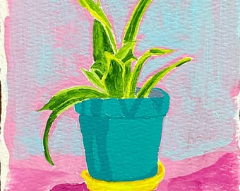 Plant Original Painting, Colorful Art,Nature Wall ArtArt