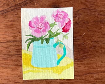 Flowers Miniature Wall Art, Original Painting, ACEO