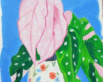 Plant Original Painting|plant |Colorful wall decor