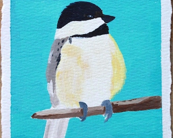 Chickadee Original Painting, Colorful Art,Nature Wall ArtArt
