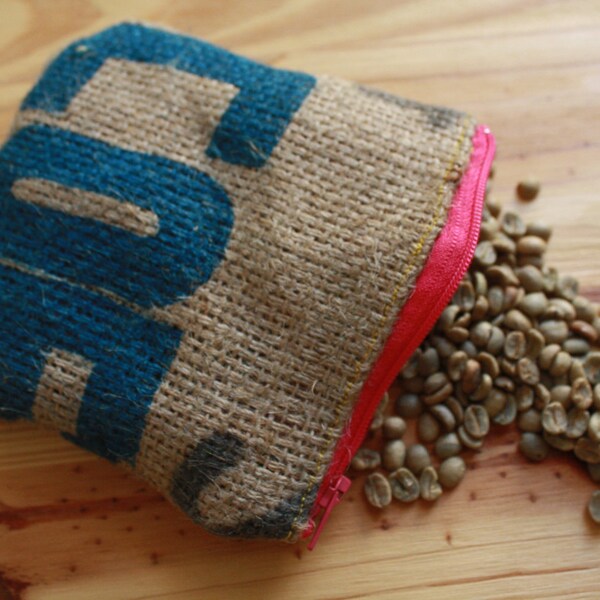 Coffee Burlap Change Purse