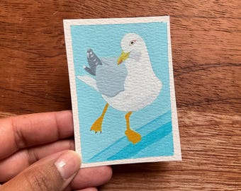 Seagull Original Miniature Painting, ACEO  “Seagull#2”