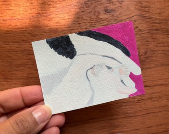Original Acrylic Miniature Cat Painting, ACEO  “It’s Major Tom”