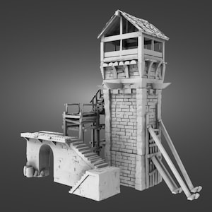 Watchtower – STL Files for 3D Printing Medieval, Fantasy Scenery for Tabletop Wargame Print Sca 28mm / 20mm / 15mm / 10mm Dungeons & Dragons