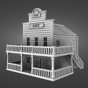 Wild West Bank – STL Files for 3D Printing – Miniature Scenery for Tabletop Wargames and Dioramas – Print Scale 28mm / 20mm / 15mm / 10mm