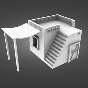 Egyptian Single House – STL Files for 3D Printing – WW2 Scenery for Tabletop Wargames and Dioramas – Print Scale 28mm / 20mm / 15mm / 10mm