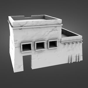 Egyptian L House – STL Files for 3D Printing WW2, Medieval Scenery for Tabletop Wargames and Dioramas Print Scale 28mm / 20mm / 15mm / 10mm