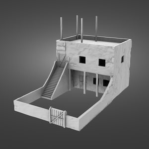 Egyptian Large House – STL Files for 3D Printing – WW2 Scenery for Tabletop Wargames and Dioramas – Print Scale 28mm / 20mm / 15mm / 10mm