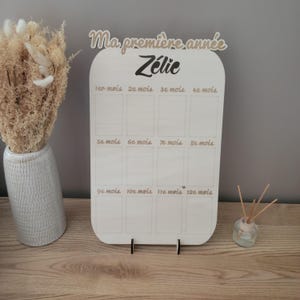Personalized My First Year Baby Photo Board - Wooden, Photo Size 6x9 cm, 4x6 cm or 4.5x3.5 cm - Souvenir Gift, Decoration