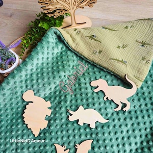 Personalized baby blanket Minky & cotton gauze – 3 sizes – Name embroidery – Birth gift – Maternity blanket – Oeko Tex