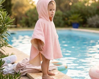 Omkeerbare kinderbadponcho of zwembadponcho – bamboe badstof & katoenen gaas – aanpasbaar – Oeko-Tex gecertificeerd – handgemaakt