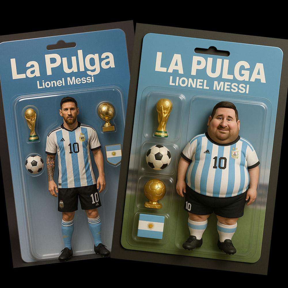 Custom Made Soccer Super Star Card and Keychain - Fat Messi and