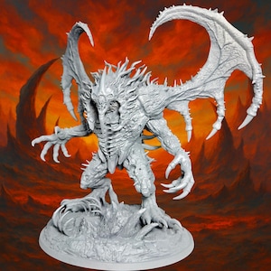 Seigneur démon, figurine Demon Boss.  Grand mini - 4 x 4 po. Dungeon and Dragons, Fantasy, RPG de table miniature et Eclaireur, guerrier démoniaque