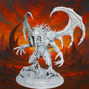 Demon lord, Demon Boss miniature.  Big mini - 4x4in. Dungeon and Dragons, Fantasy, dnd miniature Tabletop RPG, Pathfinder, demon warrior
