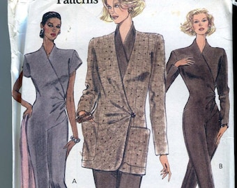 Vogue 7951-  Vintage 80s Assymetrical Stretch Jumpsuit and Jacket Pattern UNCUT Size 6-10 (Bust 30.5"-32")