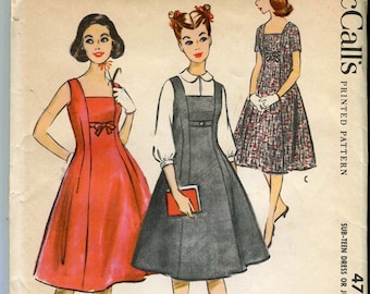 McCalls 4764 UNCUT Vintage 50s Junior Dress or Jumper and Blouse Pattern