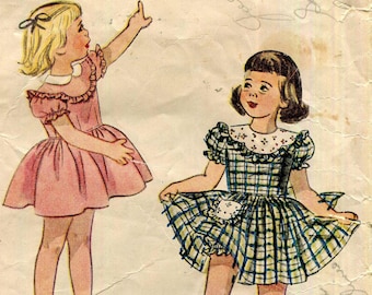 Simplicity 2529 - Vintage Little Girls dress pattern with panties - size 4 years (bonus size 2 with no collar)