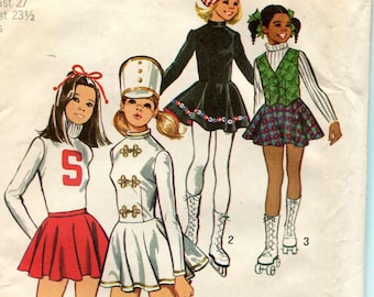 Simplicidad 5111 Patrón vintage para traje de majorette, animadora o skate UNCUT - Tamaño de niña 8