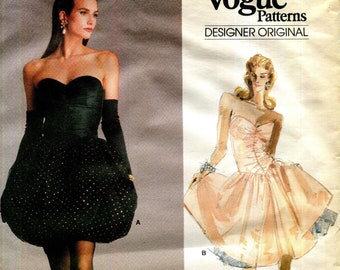 Vogue Designer Original 1992 Vintage Belleville Sassoon Strapless, corset back, Evening Dress Pattern - Cut & Complete Size 10