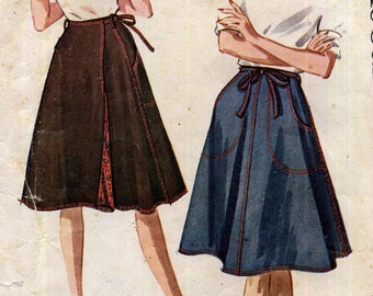 McCall's 6665 - Vintage 60s Lined Wrap Around Skirt Pattern 24-25 waist