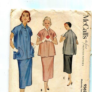 McCalls 9562 Vintage 50s Maternity Pattern - Skirt and Over Blouse - 30" Bust