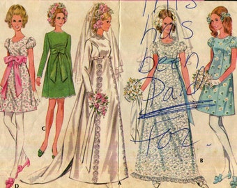 McCalls 9652 - Wedding gown and bridesmaid dresses - Vintage 60s -  Cut & Complete - 32.5" bust