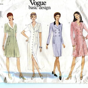 Vogue Basic Design 1901 -  Vintage 90s Princess-seamed Dress Pattern UNCUT - Bust 30.5&quot;-32&quot;