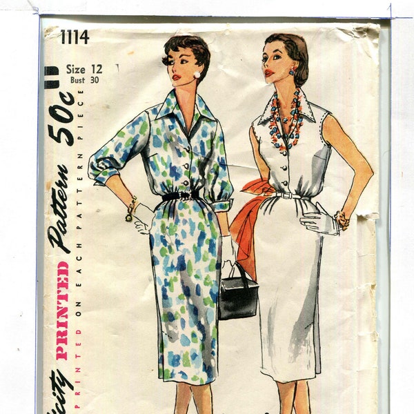 Simplicity 1114 Vintage 1950s Day Dress pattern 32" bust - Choice of 3 patterns in different conditions - "Simple to make"