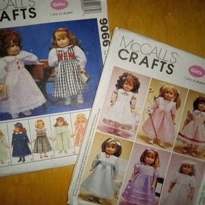 Lot of 2 McCalls 18&quot; Doll wardrobe patterns by Gotz - UNCUT