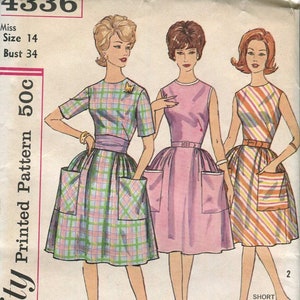 Simplicity 4336 -UNCUT  Vintage 60s Dress Pattern - proportioned fit for height - 34 bust