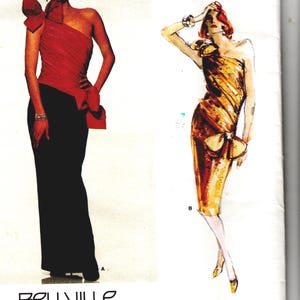 Vogue Designer Original 1635 Vintage Belleville Sassoon One shoulder Evening Dress or Gown Pattern - Choice of Size 8 or 10