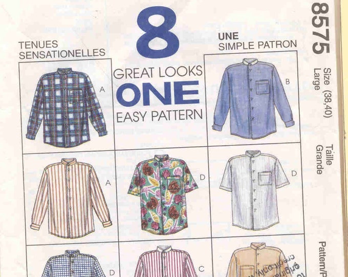 Mccalls 8575 Mens Shirt Pattern With Band Collar - Etsy