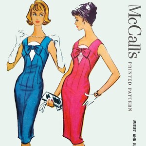 Mccall's 4925 UNCUT Vintage 50s Form-fitting Dress Pattern With Bow and Contrast Inset at Bust- Bust 33" - EASY - Etsy Mccall's 4925 UNCUT Vintage 50s Form-fitting Dress Pattern With Bow and Contrast Inset at Bust- Bust 33" - EASY - Etsy