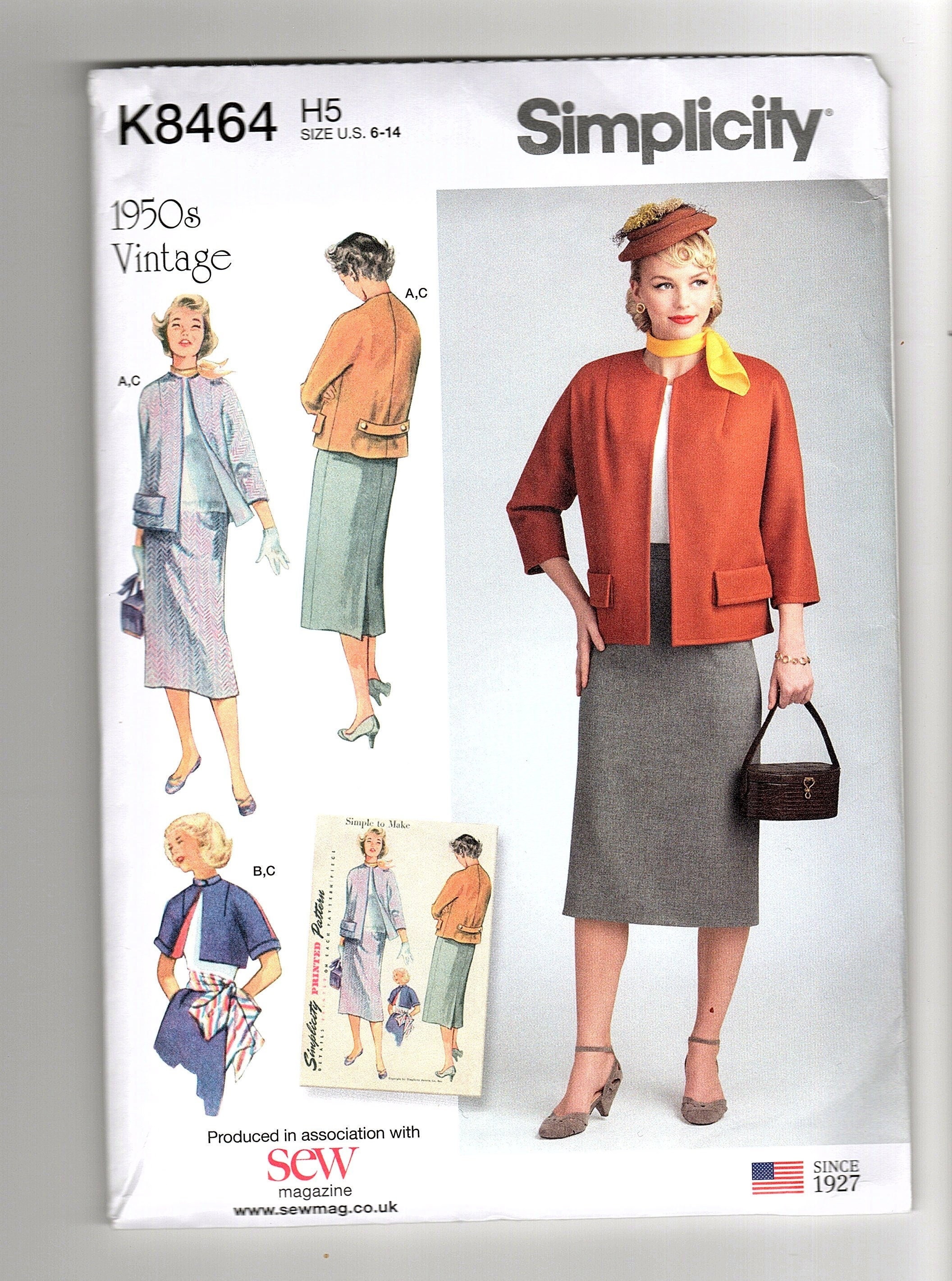 Simplicity K8464 Vintage Reprint Suit Pattern- 1950s
