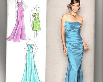 Jessica McClintock - Simplicity 2252-UNCUT Strapless or halter Ball Gown or Dress Pattern - Size 12-20