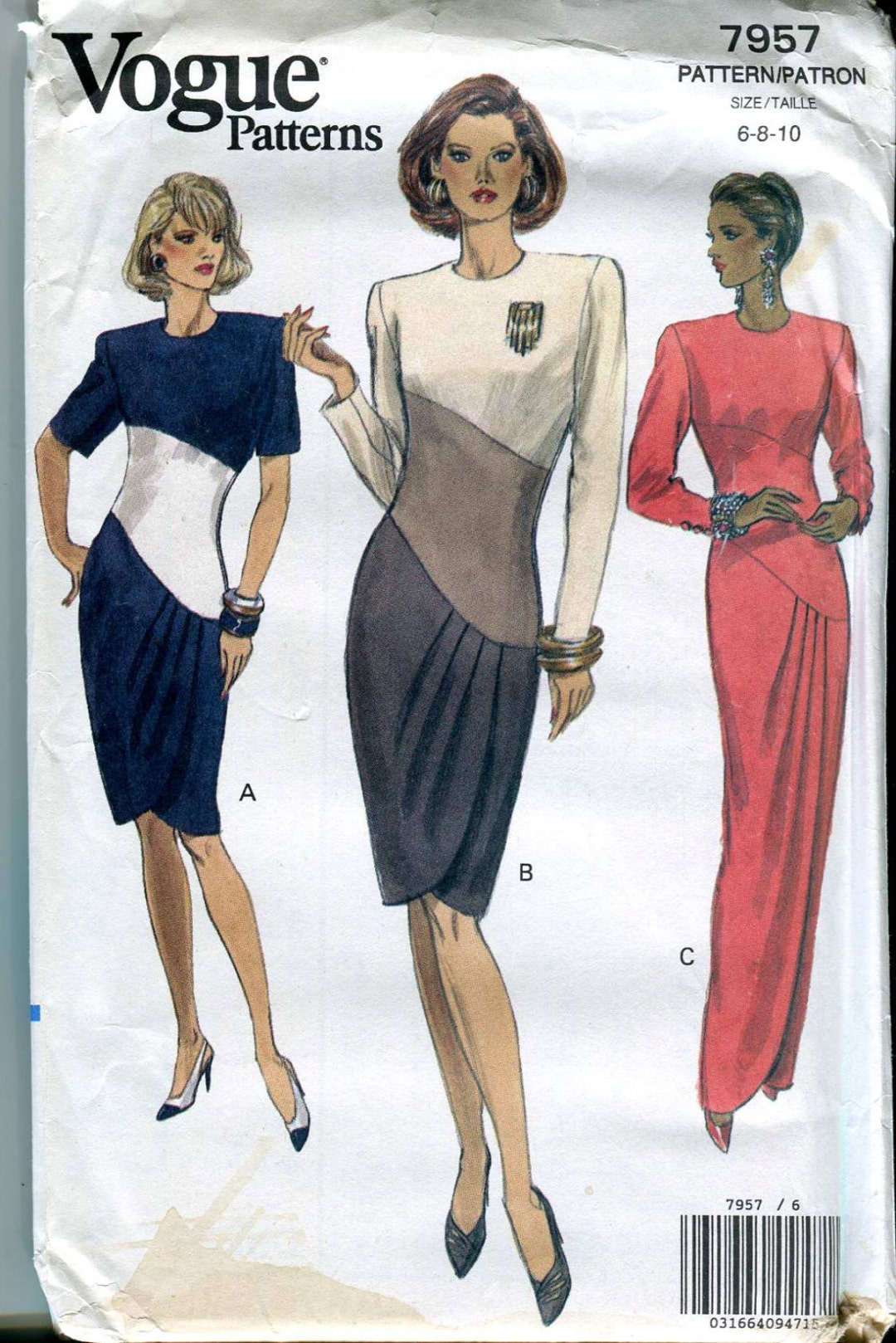 Vogue 7957 Vintage 90s Assymetrical Dress or Gown Pattern - Etsy