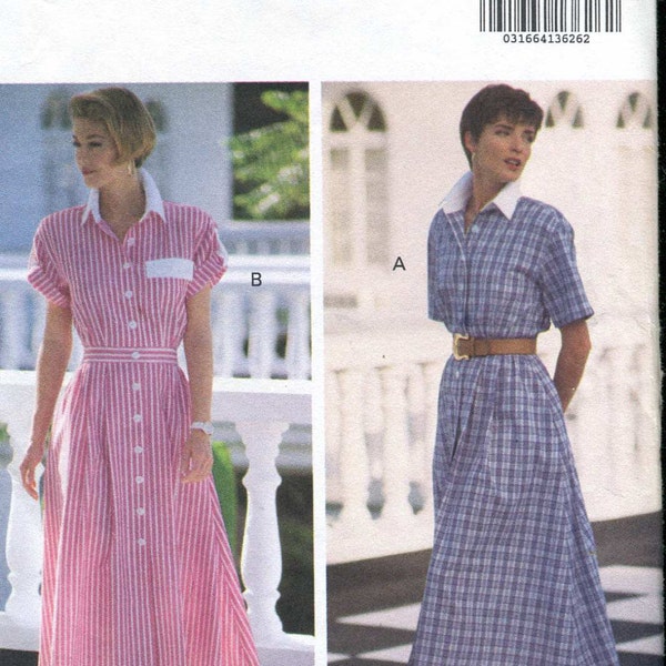 Butterick 6200 - UNCUT Vintage 80s Loose Fitting Shirt Waist Dress Pattern - J.G. Hook - XS