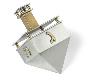 Pewter and Brass Pattern Top Dreidel