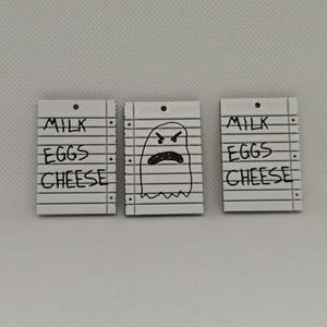 Floating shopping list ghost paper figurine or keychain, episode One Krab's Trash from Spongebob Squarepants