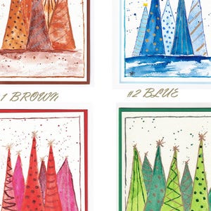 Cartes de voeux de Noël, Cartes peintes à la main, Cartes de vœux aquarelles, Cartes d'art-cadeau