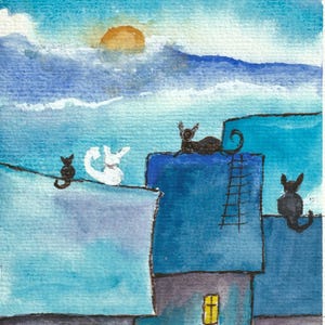 Aquarelle pour enfants - carte de voeux fantaisiste - carte d'anniversaire pour enfants / carte peinte à la main