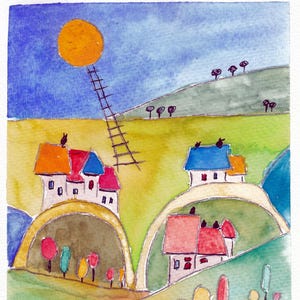 Art fantaisiste pour enfants - aquarelles cartes de voeux - cartes peintes à la main, cartes-cadeaux