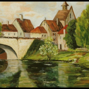French Village Print / Impressionism Painting  Print / Artwork for Living room / Artwork for Family Room