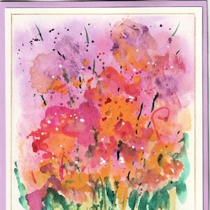 Abstract Floral Greeting Card, Birthday Watercolor Gift Card, Hand Painted Art Card, Colorful Gift Greeting Card
