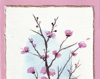 Spring Blossom Greeting Card, Apple Blossom Card, Watercolor Greeting Card, Hand Painted Card, Birthday Card