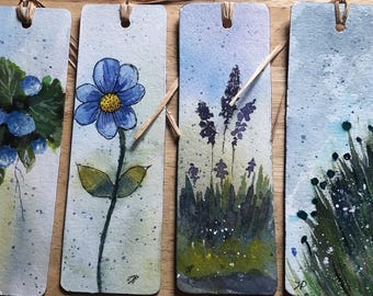 Segnalibri floreali acquerellati dipinti a mano, set da 4, laminato Nature Art