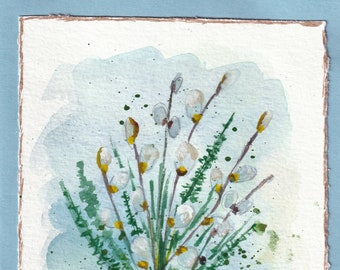 Easter Bloom Greeting Card, Watercolor original Card, Gift Art Card,