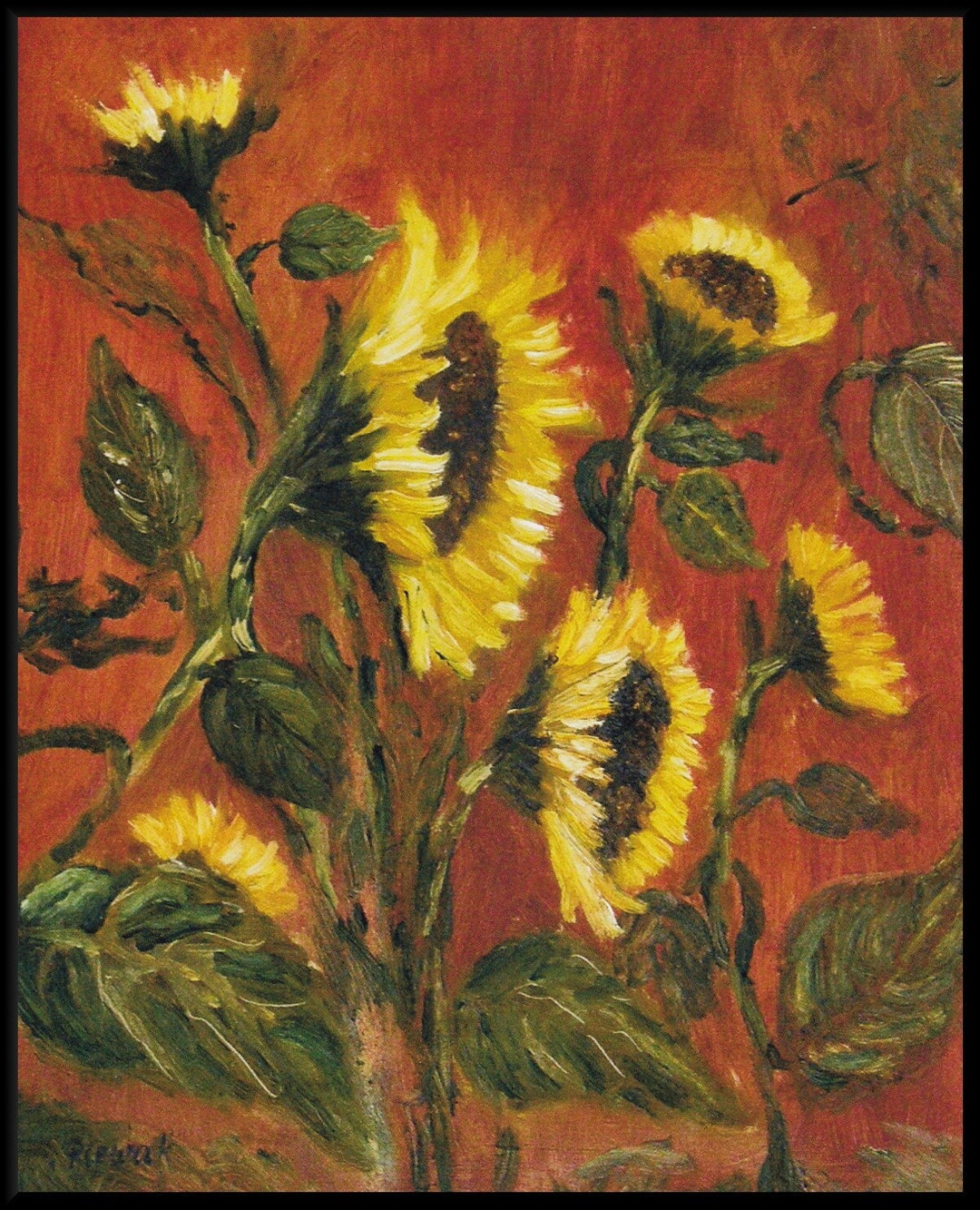 Impasto Sunflower Oil Painting: Floral Blossom Canvas Wall Art - Etsy
