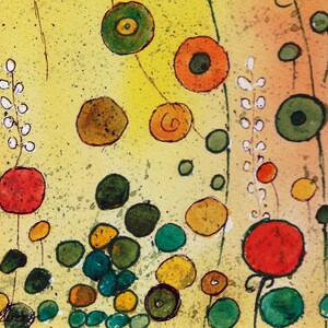 Whimsical Watercolor Painting,  Garden Fantasy Painting, Original Watercolor Abstract Painting
