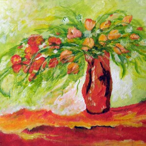 Floral Abstract Fantasy, Original Acrylic Painting , Wall Art Decor, Impasto Painting
